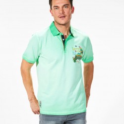 Kurzarm-Poloshirt aus grüner Baumwolle - Takeaparrot